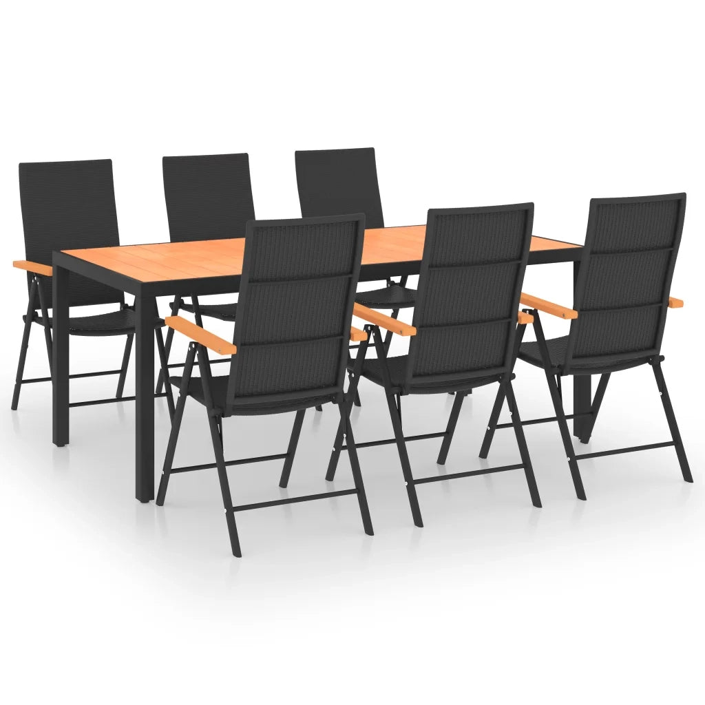 Set da Pranzo da Giardino 7 pz Nero e Marrone 3060080