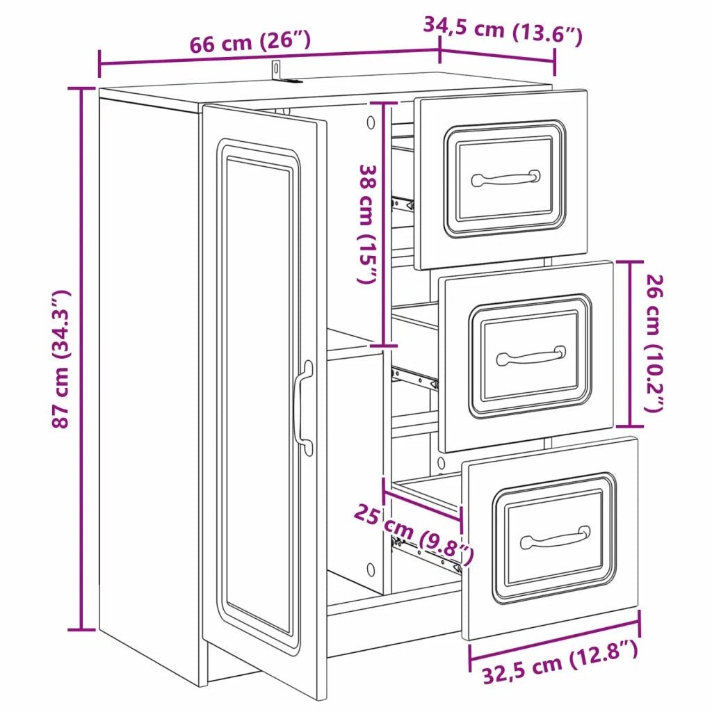 Credenza | Madia | Buffet da pranzo | Armadio da pranzo Bianco Lucido 66 x 34,5 x 87 cm Legno ingegnerizzato