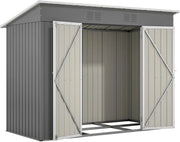 Cassa di lavoro esterna - 8x4ft - con base in metallo - per esterno - terrazza - e deposito giardino - colore grigio