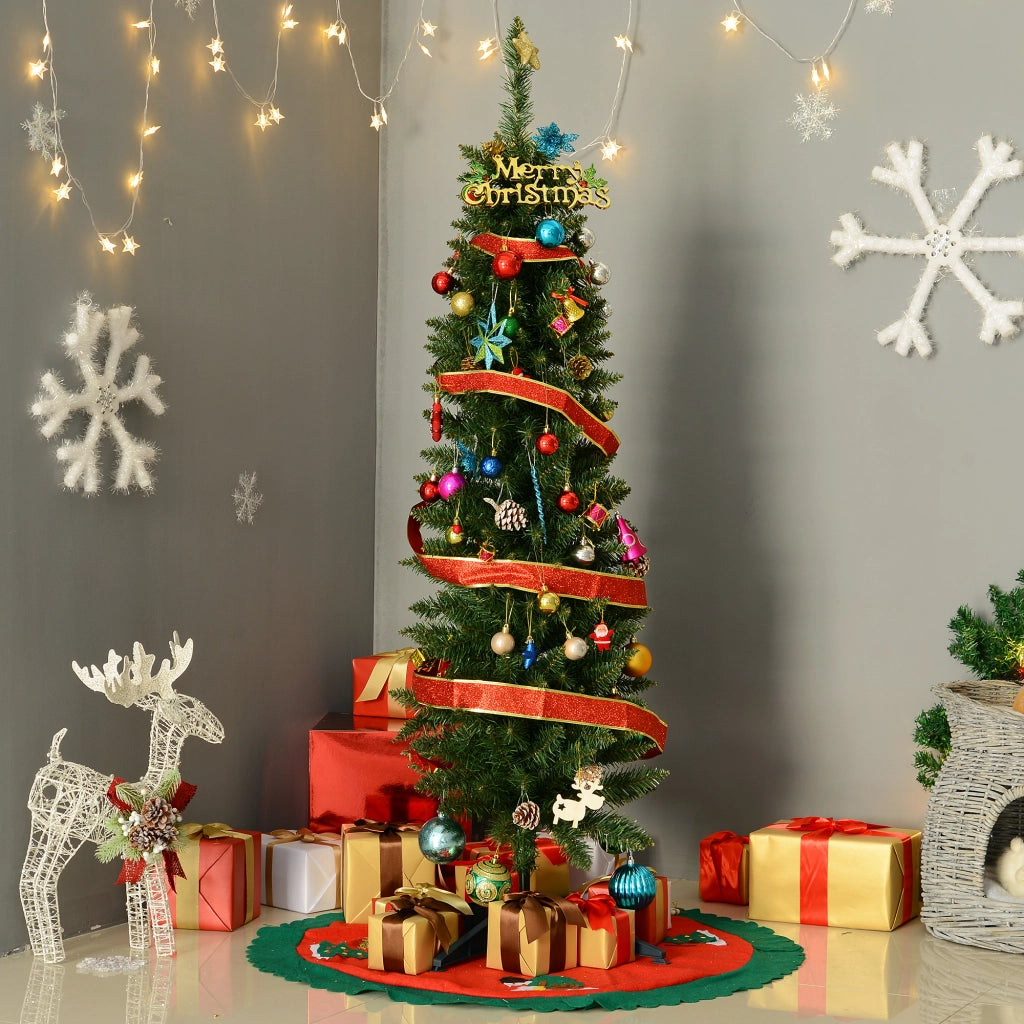 Albero di Natale Artificiale Stretto 150 cm con 294 Rami e Base Scomponibile Verde ¨C Minimal ¨C 150 cm