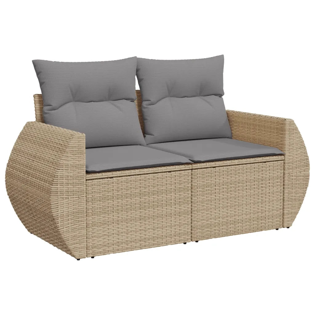 Set Divano da Giardino 6 pz con Cuscini Beige in Polyrattan 3225002