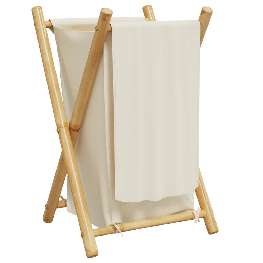 Cesto per Biancheria Bianco Crema 41,5x36x63,5 cm in Bamb¨´ CFW1699155