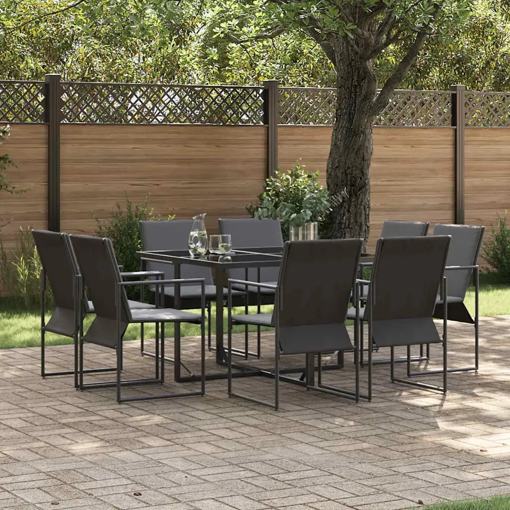 Set da Pranzo per Giardino 9 pcs Nero Acciaio 3335868