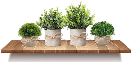 4 pezzi di piante artificiali mini eucalipto, piante artificiali in plastica per camera da letto, bagno, cucina, arredamento interno