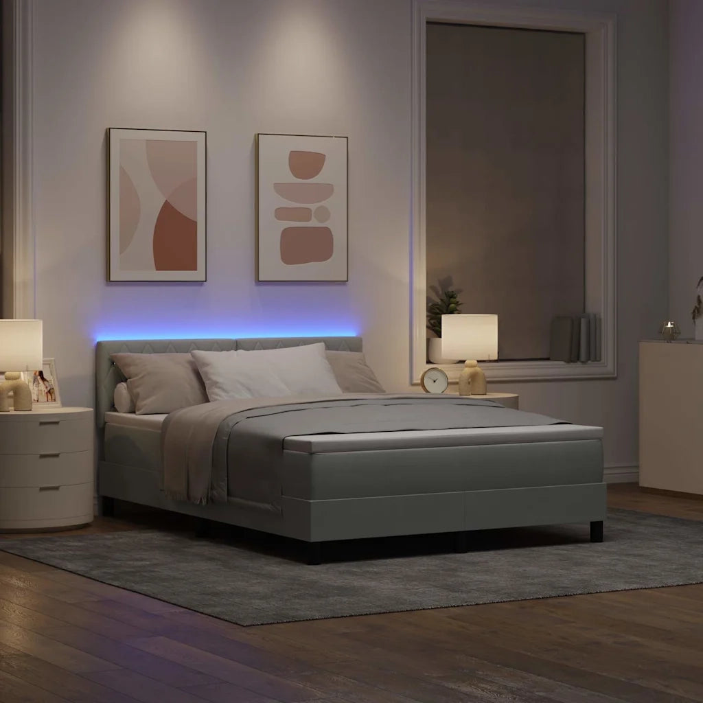 Letto a Sorgente LED con led Grigio chiaro 160 x 200 cm Velluto 3342596