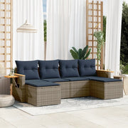 Set Divani da Giardino 6 pz con Cuscini Grigio in Polyrattan