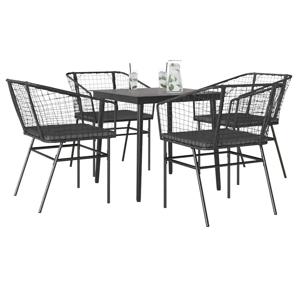 Set da Pranzo da Giardino con Cuscini 5 pz Polyrattan Vetro 3334500