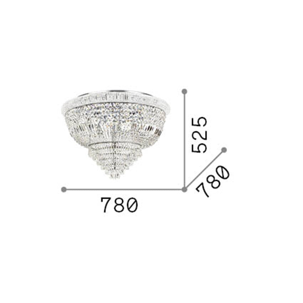Plafoniera Classica Dubai Metallo-Cristallo Ottone 24 Luci E14