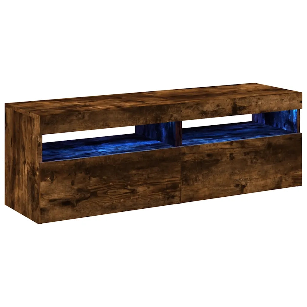 Mobili Porta TV con Luci LED 2 pz-Set di 2 Credenza per TV Rovere Fumo 60x35x40 cm