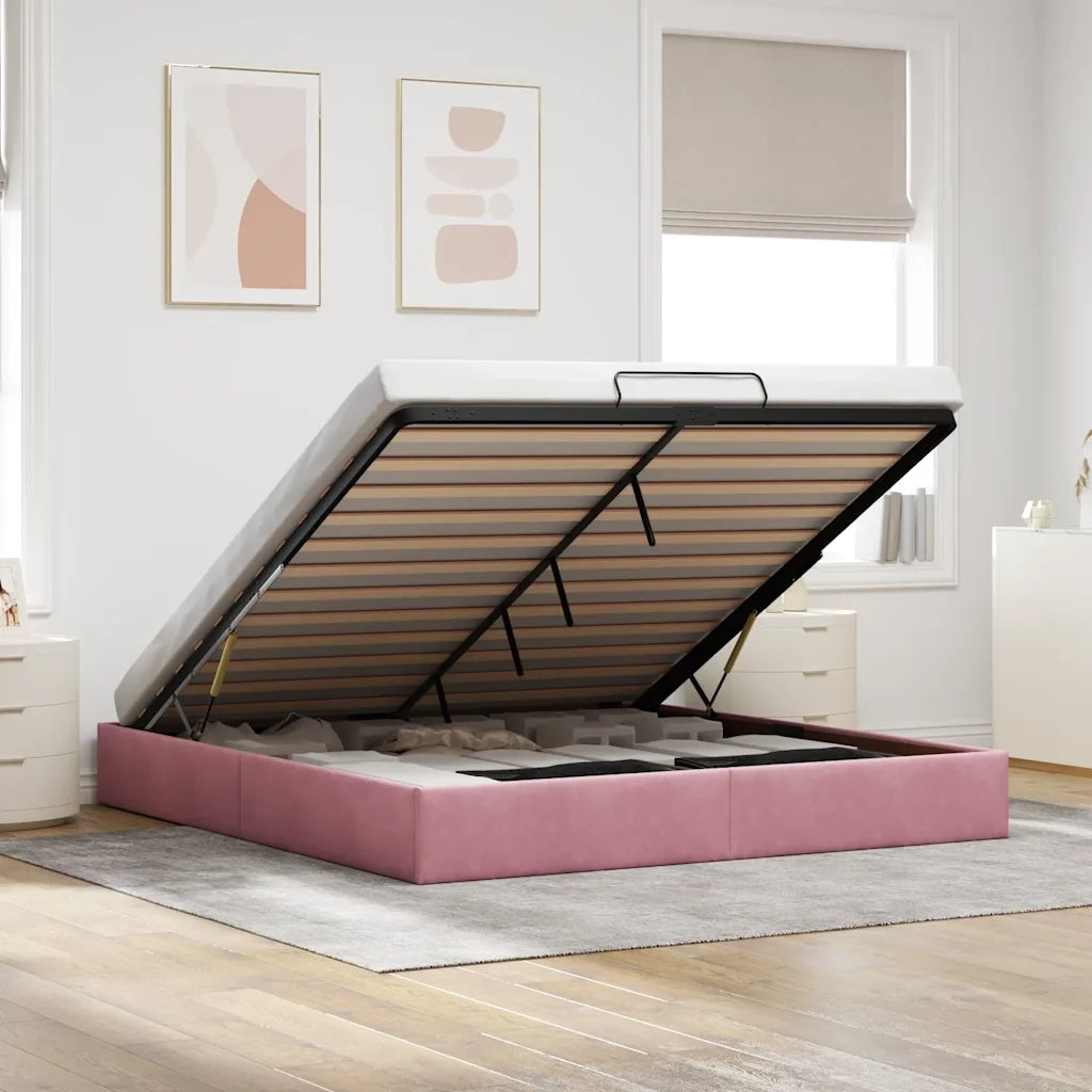Struttura Letto Pouf senza Materasso Rosa 200x200 cm in Velluto 3310990