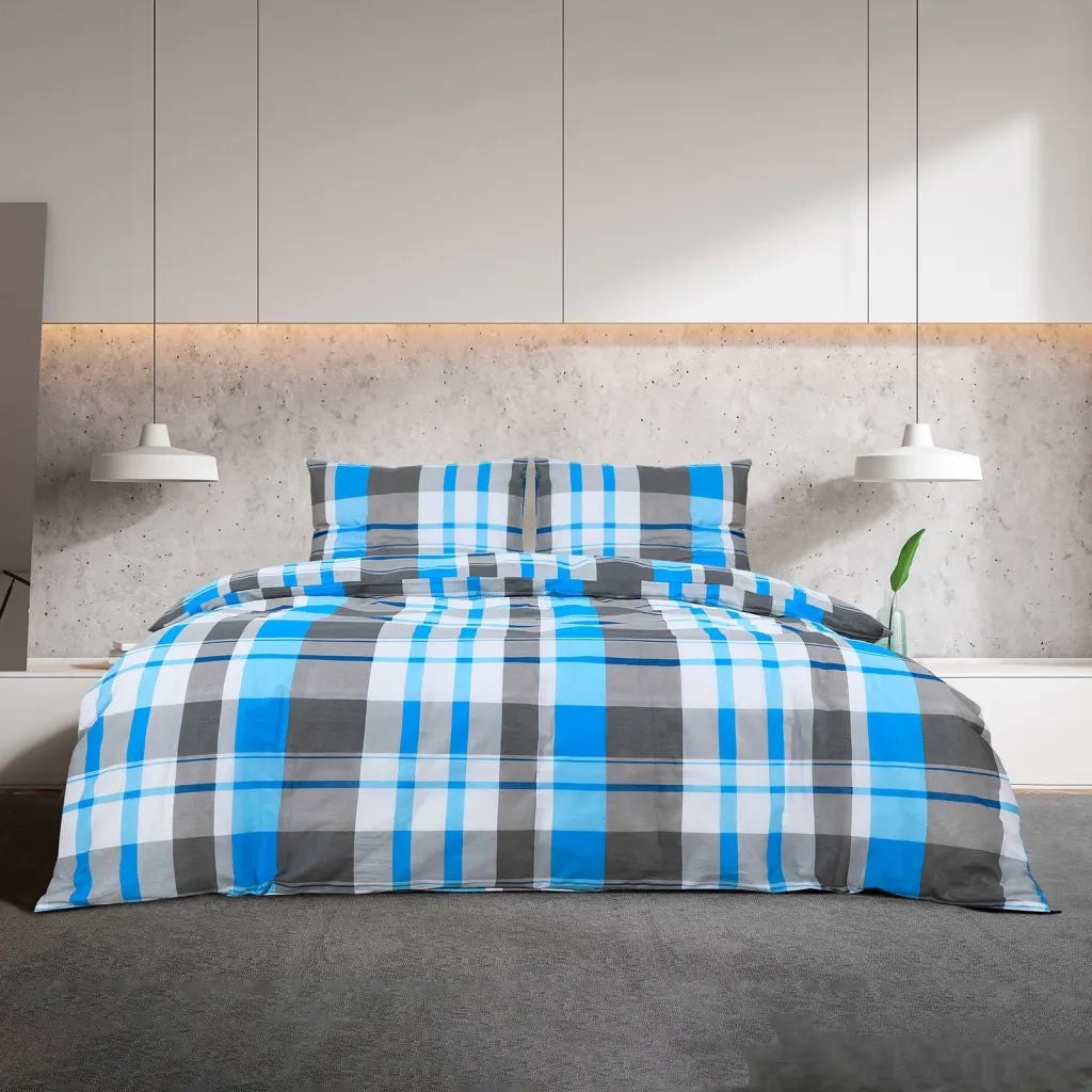 Set Copripiumino Blu e Grigio 200x200 cm in Cotone CFW8711995