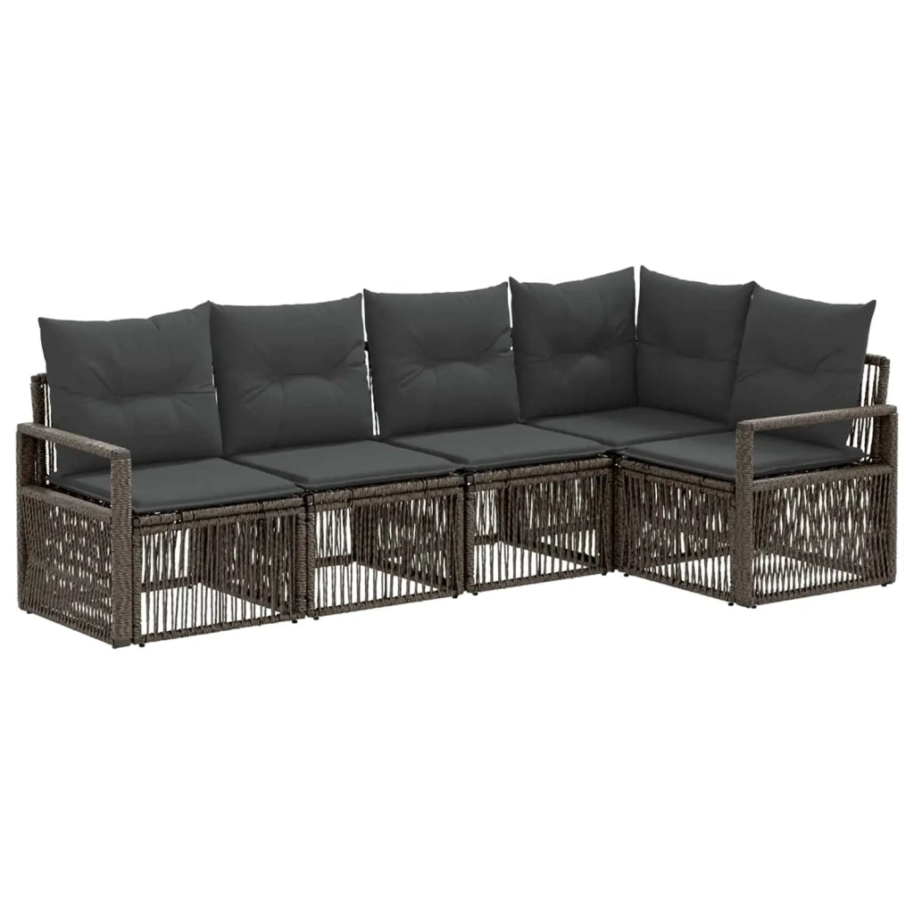 Set Divano da Giardino 5 pz Grigio polyrattan 3435710