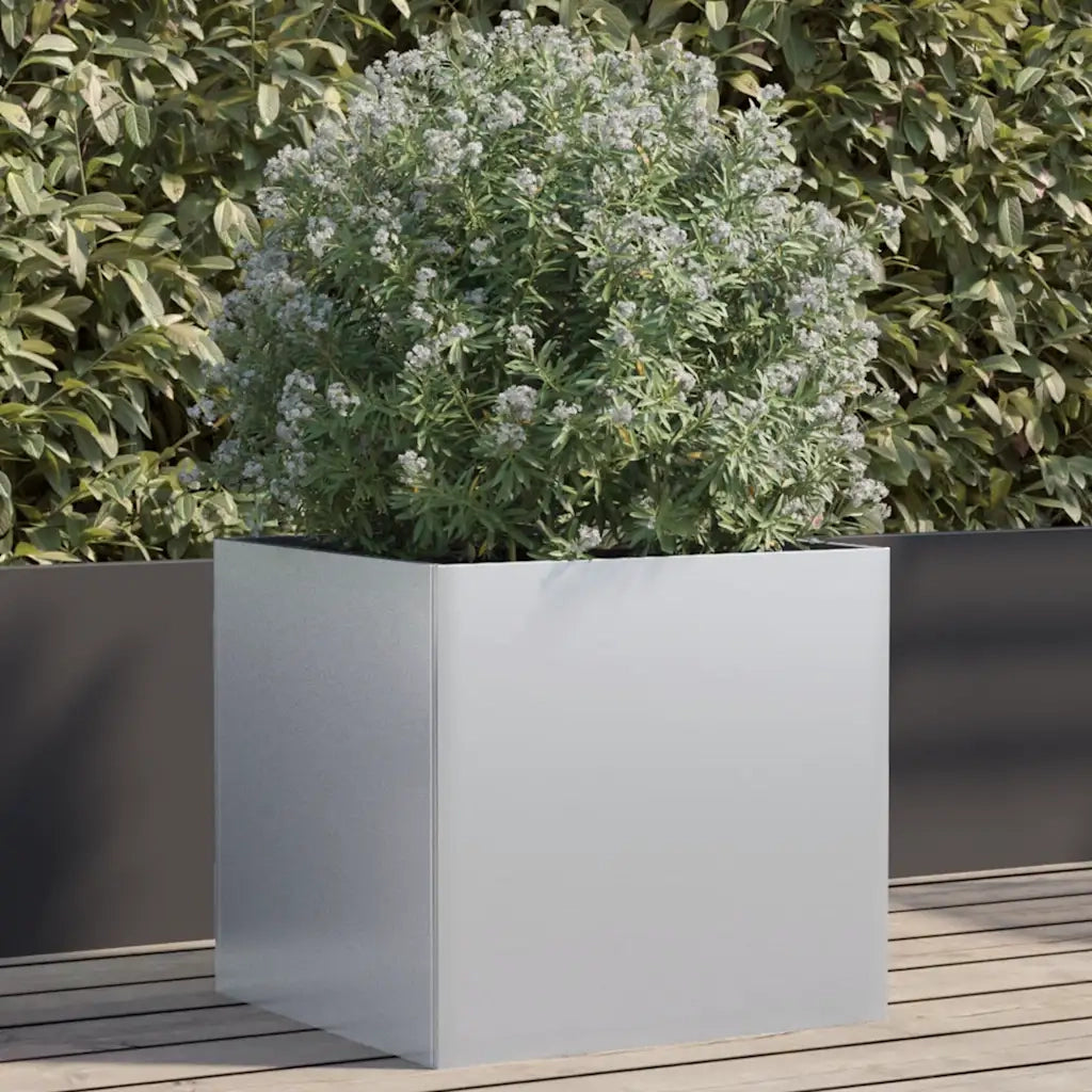 Fioriera-Vaso-Contenitore per Piante Argento 49x47x46 cm in Acciaio Zincato
