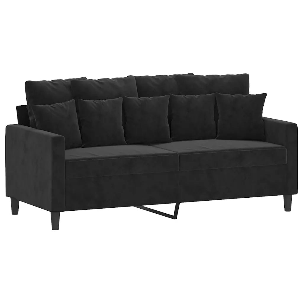 Divano a 2 Posti-Sofa 2 Posti Nero 140 cm in Velluto 614568