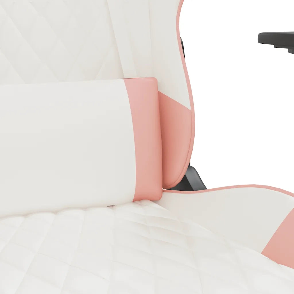 Sedia da Gaming Massaggio Poggiapiedi Bianco e Rosa Similpelle 345530