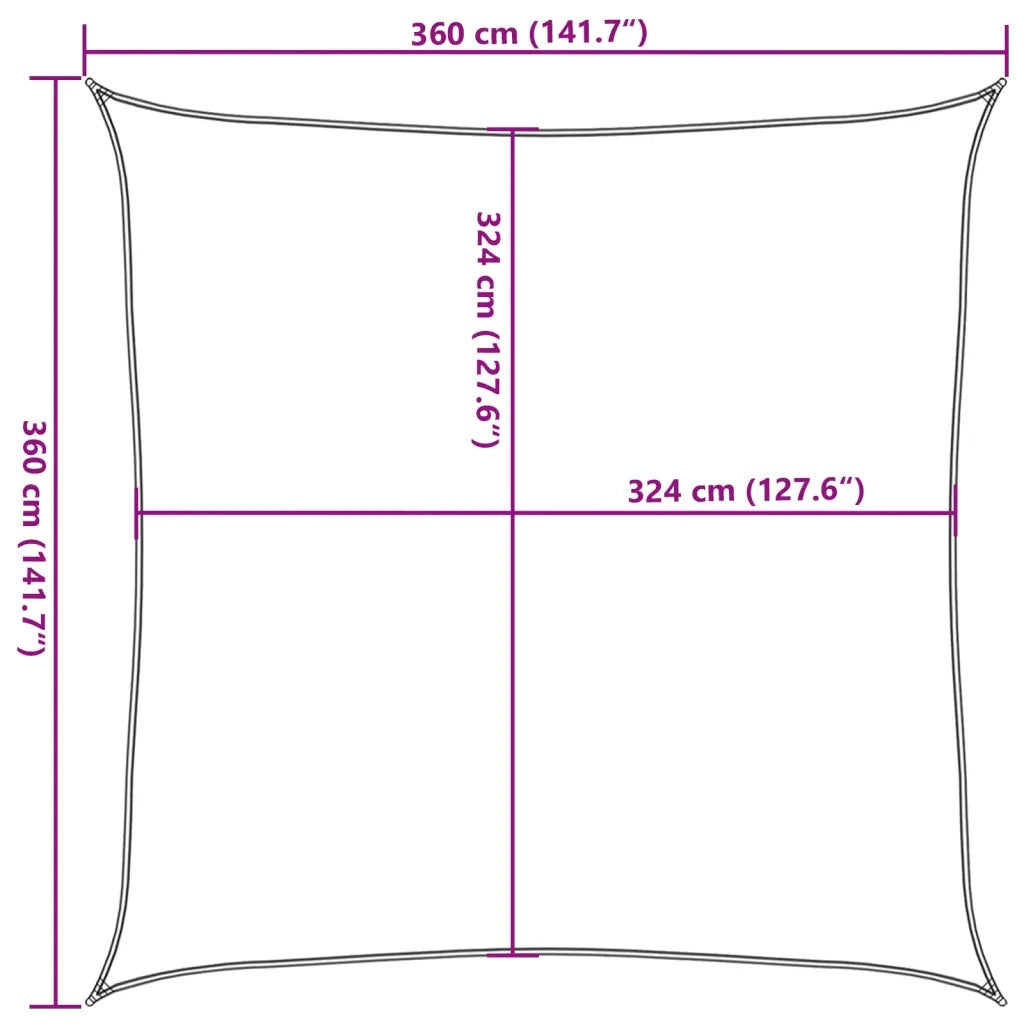 Vela Parasole-Telo Ombra-Vela Ombreggiante 160 g/m2 Quadrata Sabbia 3,6x3,6 m in HDPE