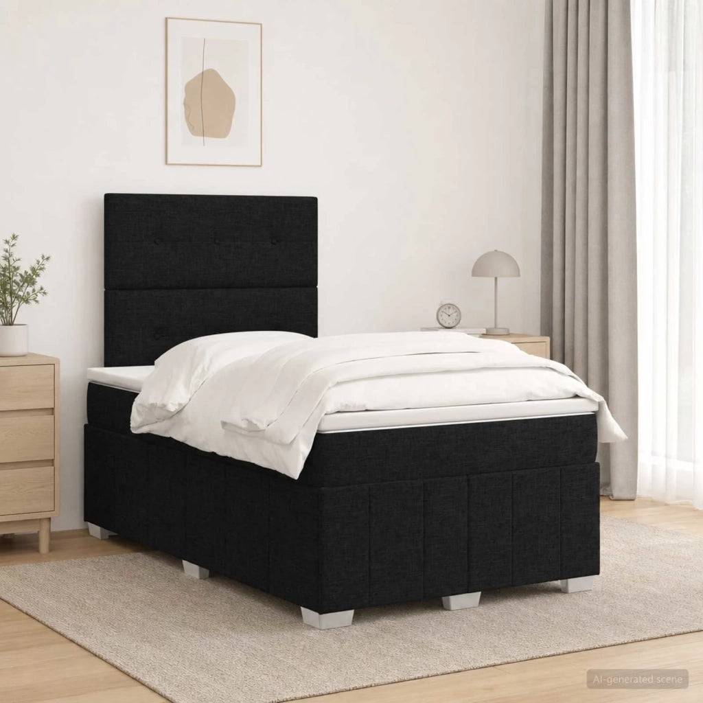 Letto Box Spring LED con Materasso Nero 120 x 200 cm Tessuto 3455579