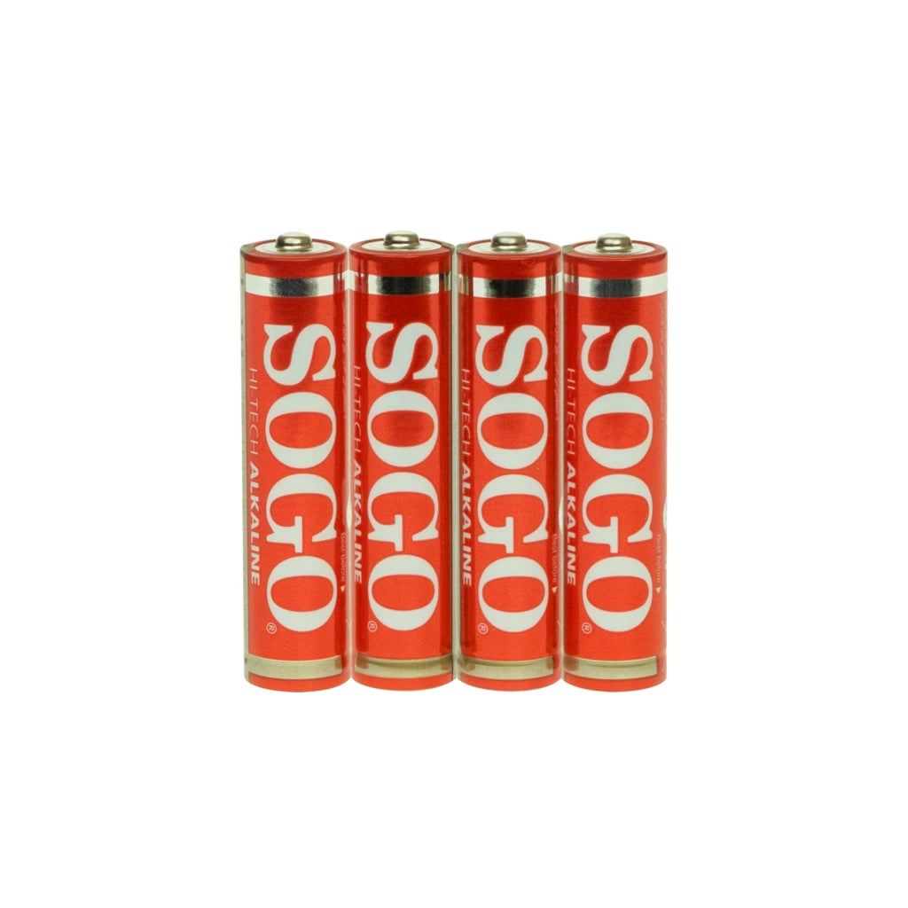 Batterie alcaline AAA LR03 1,5V confezione 4 pezzi, tecnologia Hi-Tech potenza 10 volte superiore, protezione anti-perdite - SOGO