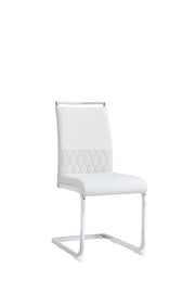 Sedia con schienale alto ergonomico e seduta imbottita in metallo e similpelle e lino bianco