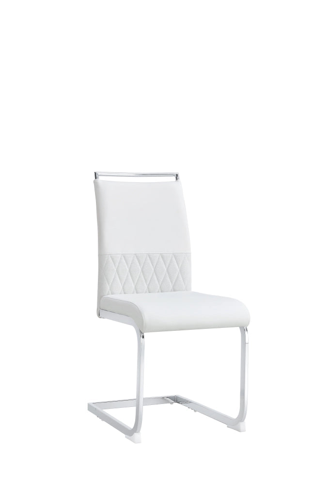 Sedia con schienale alto ergonomico e seduta imbottita in metallo e similpelle e lino bianco