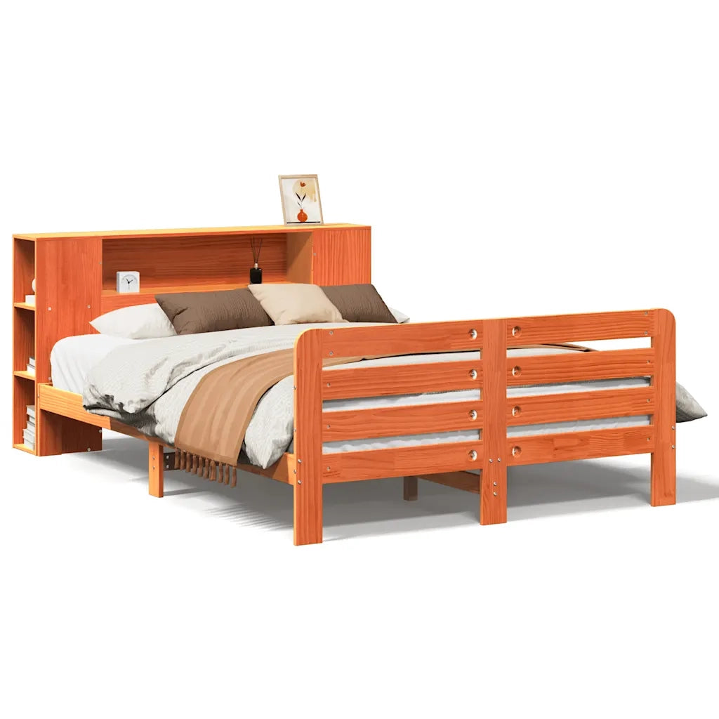 Giroletto senza Materasso-Struttura Letto Marrone Cera 150x200 cm Legno di Pino 901589