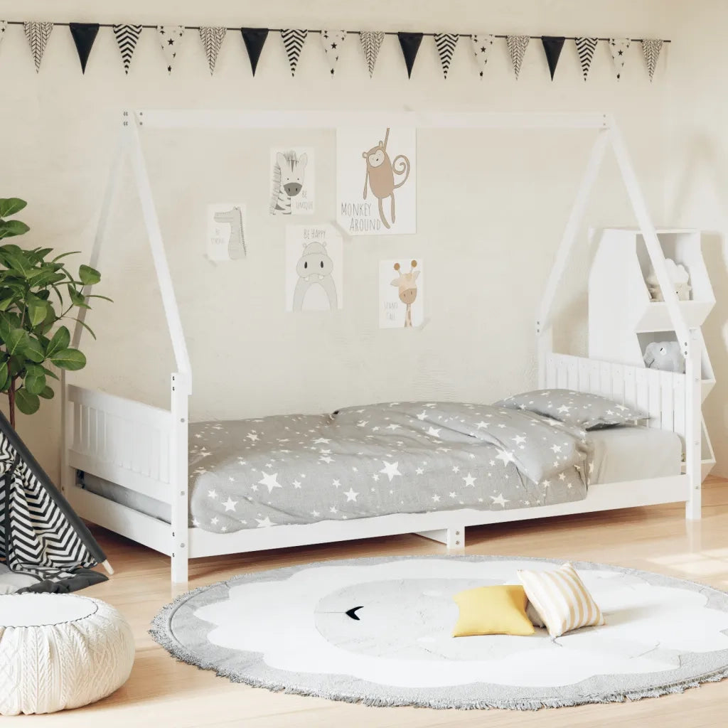 Giroletto per Bambini-Struttura Letto Bambini Bianco 90x200cm in Legno Massello di Pino 425827