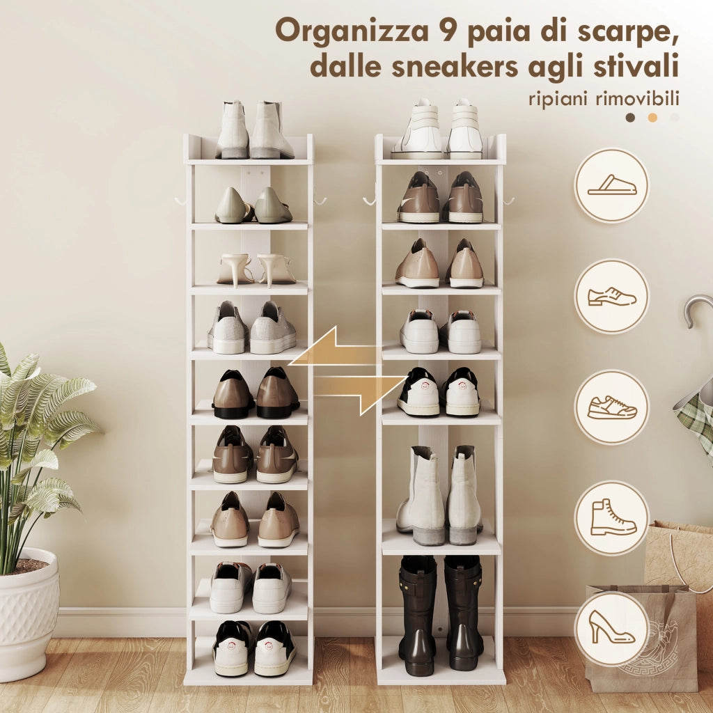 Scarpiera con Ripiani per Ingresso e Corridoio ¨C Zephmum ¨C Bianco