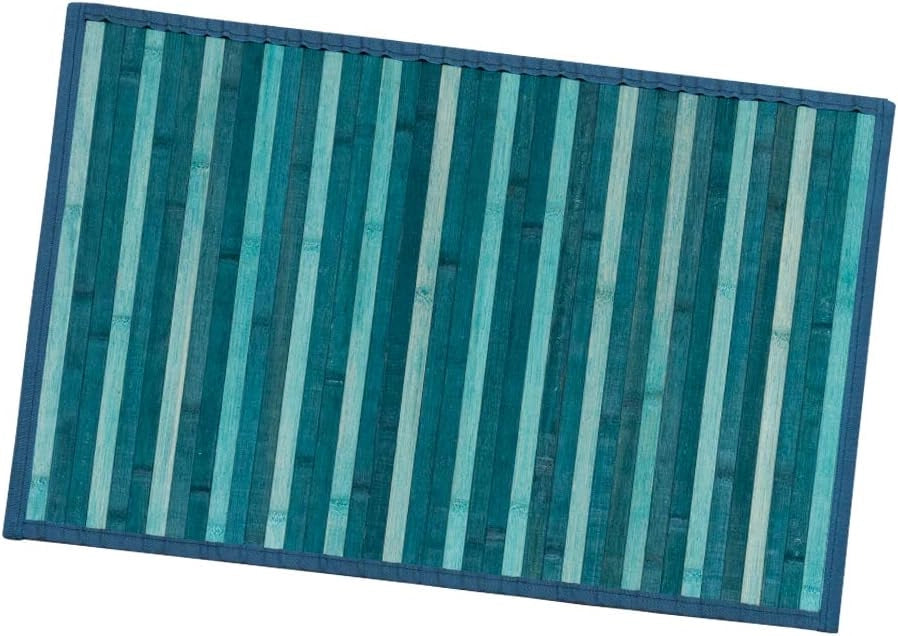 Tappeto Bamboo Legno 50x77 cm Stuoia Cucina Degradè Tovaglietta Colazione Retro Antiscivolo Blu
