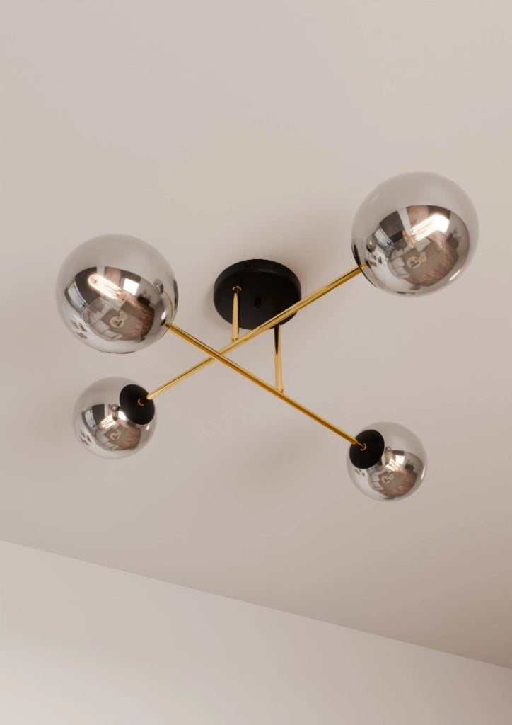 Plafoniera Emibig MAGNUM metallo 4xE14 ottone-nero IP20 55cm