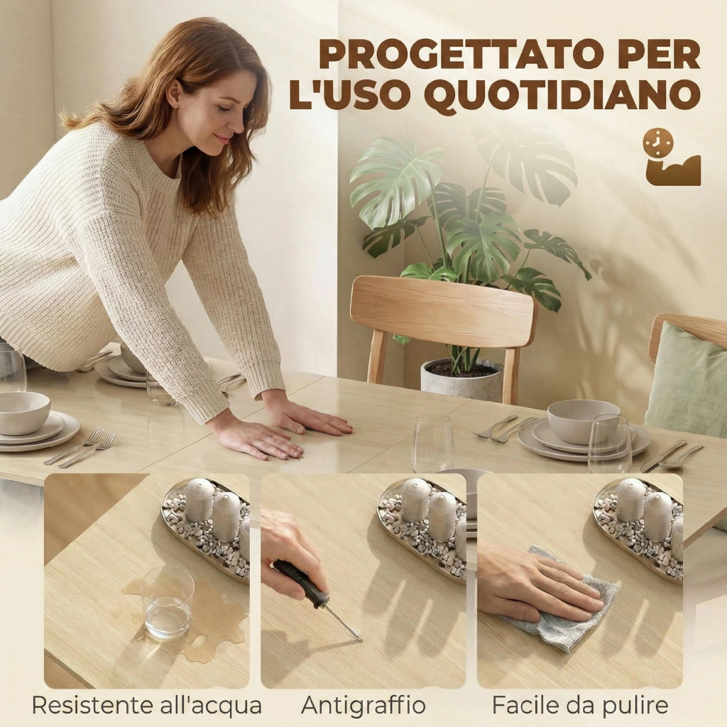 Tavolo Pieghevole per 6 Persone con Cassetti e Ripiani ¨C Minimal ¨C Legno