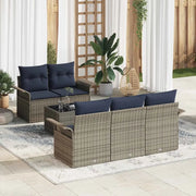 Set Divano da Giardino 6 pcs Grigio e Blu Navy polyrattan 3353914