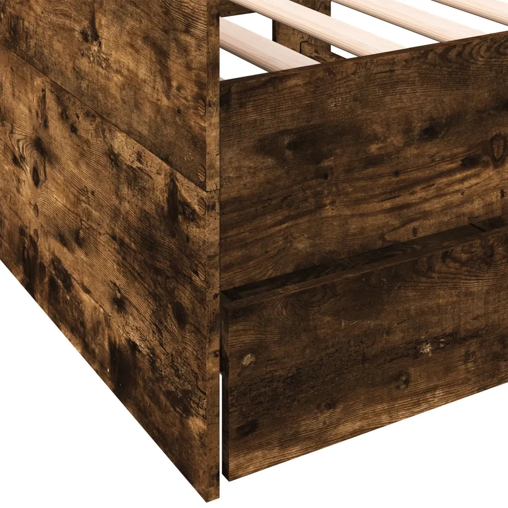 Divano Letto con Cassetti senza Materasso Rovere Fumo 100x200cm 3280815
