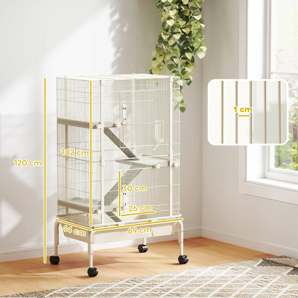 Gabbia Conigliera 4 Livelli 2 Porte ¨C Minimal ¨C 69x44x120 Beige