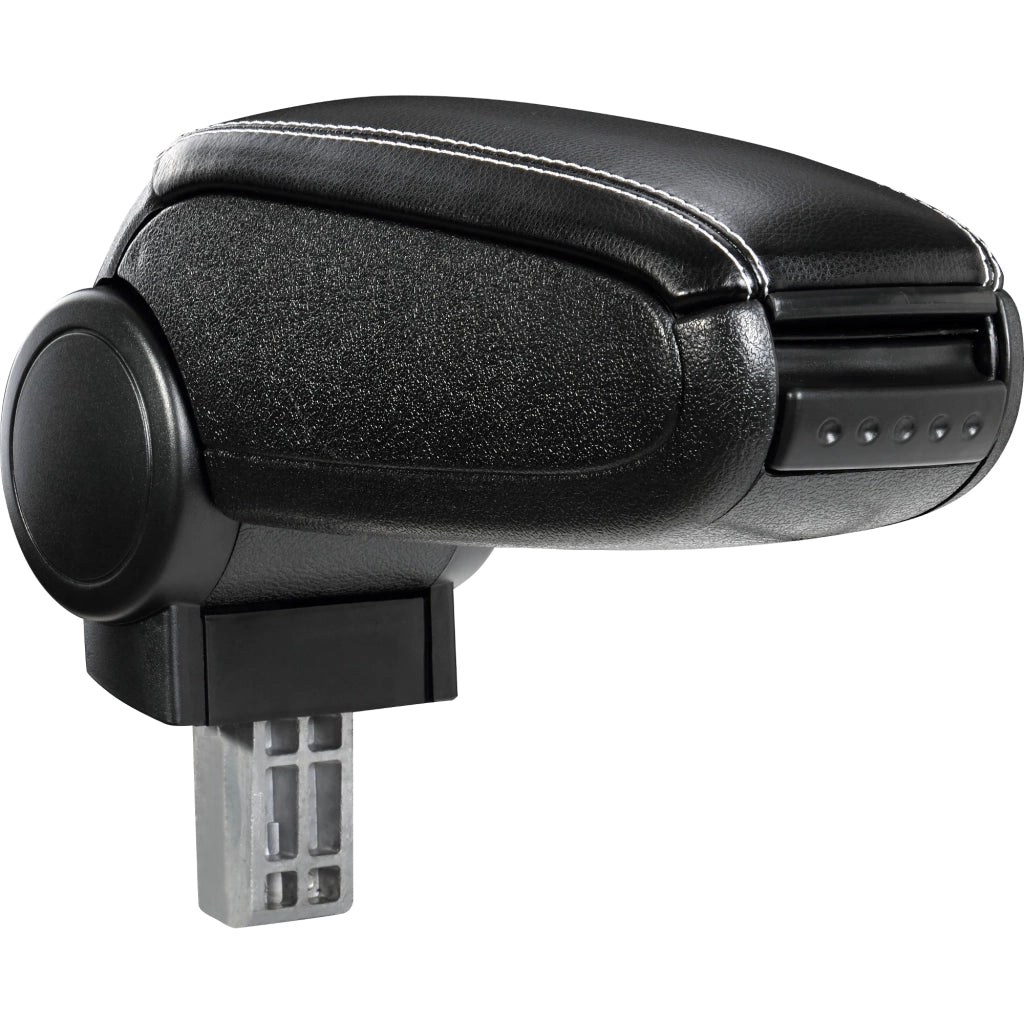 Bracciolo centrale per Opel Astra K con vano portaoggetti - imbottito - similpelle - nero con cuciture bianche 03_0011356