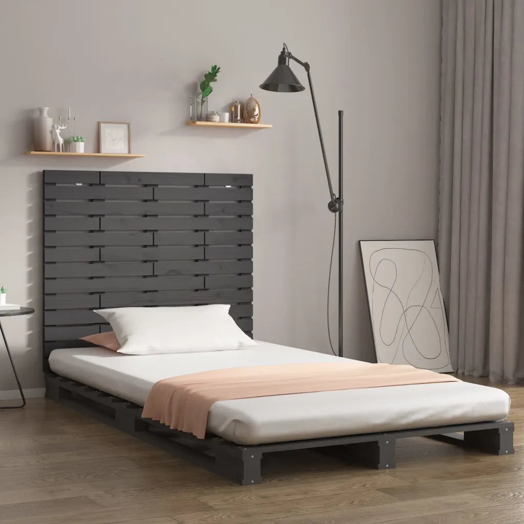 Testiera | Testata da Parete Grigia 146x3x91,5 cm Legno Massello di Pino