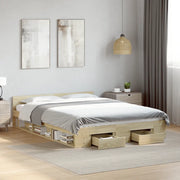 Giroletto Cassetti-Struttura Letto con contenitore Rovere Sonoma 140x190 cm Legno Multistrato 607779