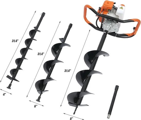 Gravatore a Gas per Telaio - 52cc Motore a Due Tempi - Apparecchio per Scavare e Zappare - Kit Completo con 3 Lame