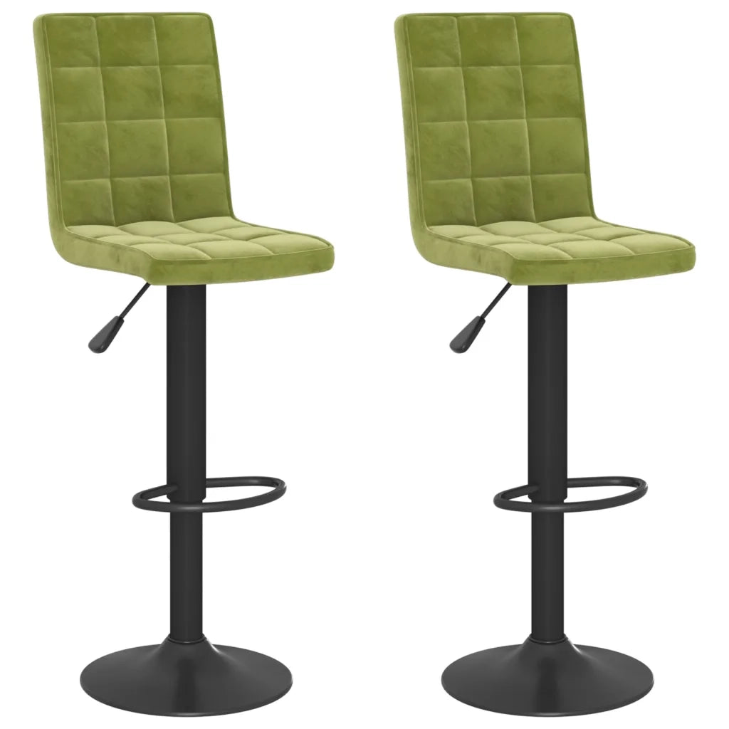 Sgabelli da Bar 2 pz Verde Chiaro in Velluto