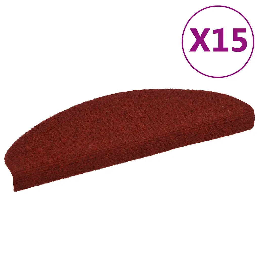 Tappetini Autoadesivi per Scale 15 pz 65x21x4 cm Rosso 132700