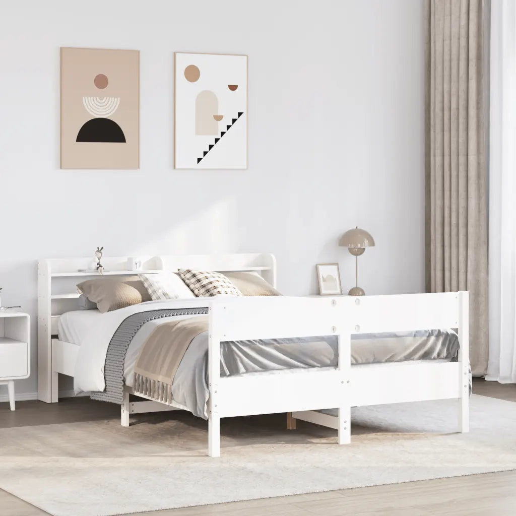 Letto matrimoniale | Letto per adulti | Letto senza Materasso Bianco 140x200 cm Legno Massello di Pino