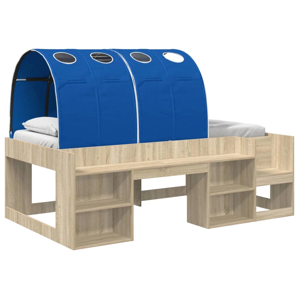 Letto alto per bambini con storage Rovere Sonoma e Blu 3423601