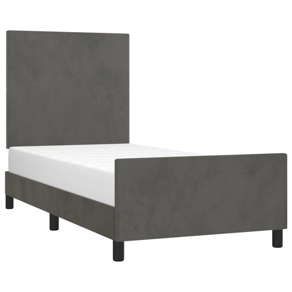 Letto singolo | Letto per adulti | Giroletto senza Materasso Grigio Scuro 90x200 cm Velluto