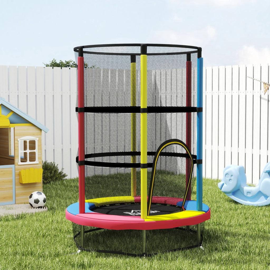 Trampolino per Bambini con Rete di Sicurezza ¨C Xylo ¨C ?160x190 cm Multicolore Senza Molle