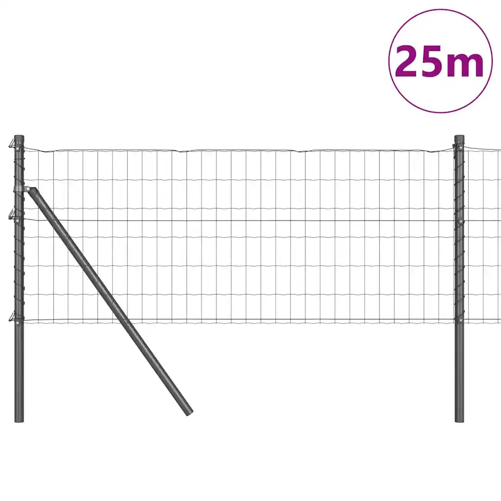Recinzione con Posto Grigio 0,8 x 25 m Acciaio e PVC