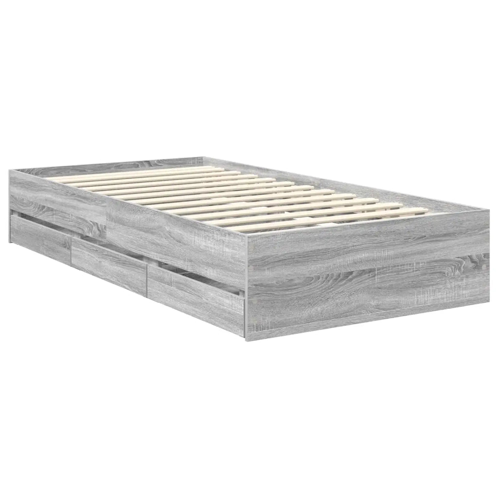 Letto singolo | Letto per adulti | Struttura del letto Grigio Sonoma Legno Ingegnerizzato