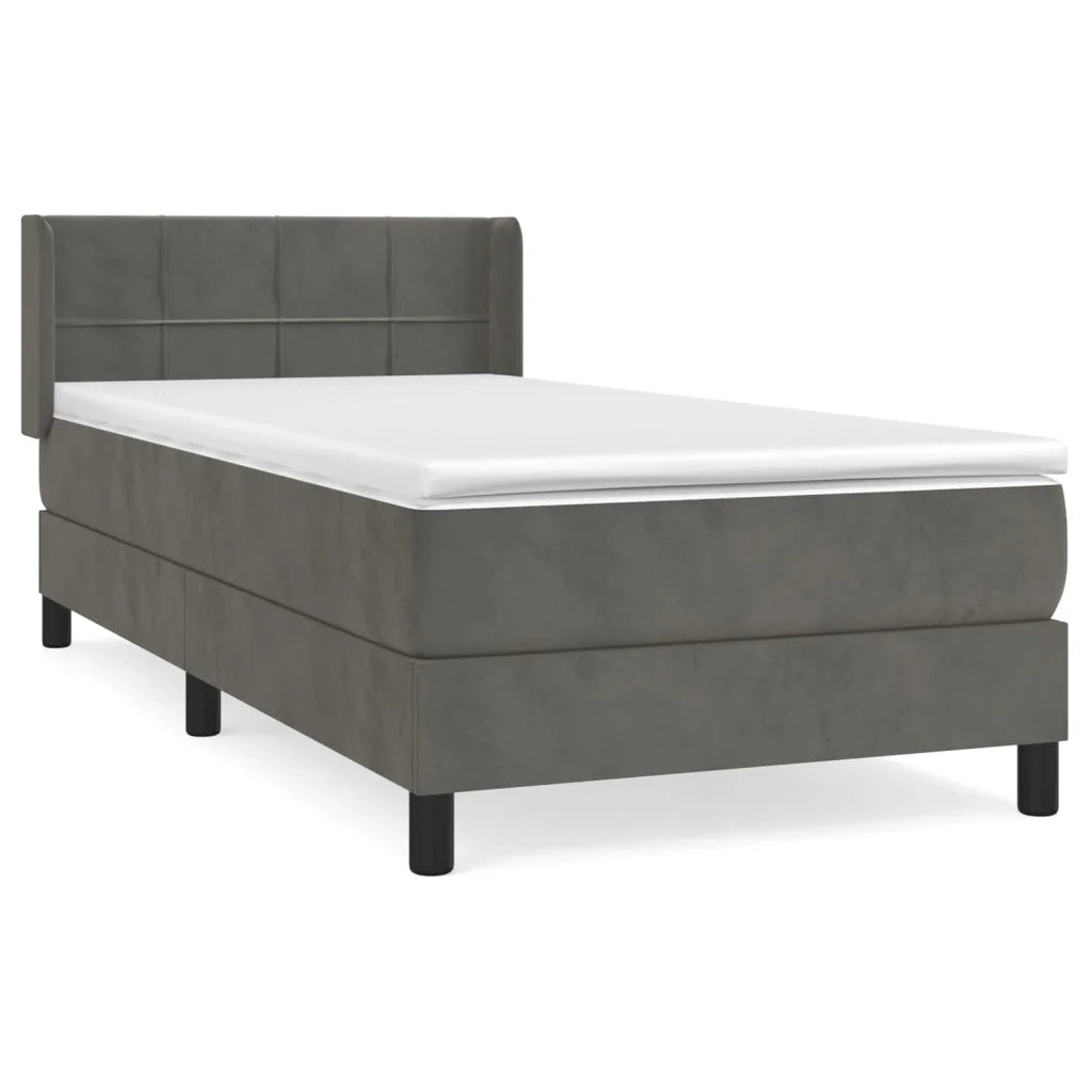 Giroletto a Molle con Materasso Grigio Scuro 90x190 cm Velluto 3130932