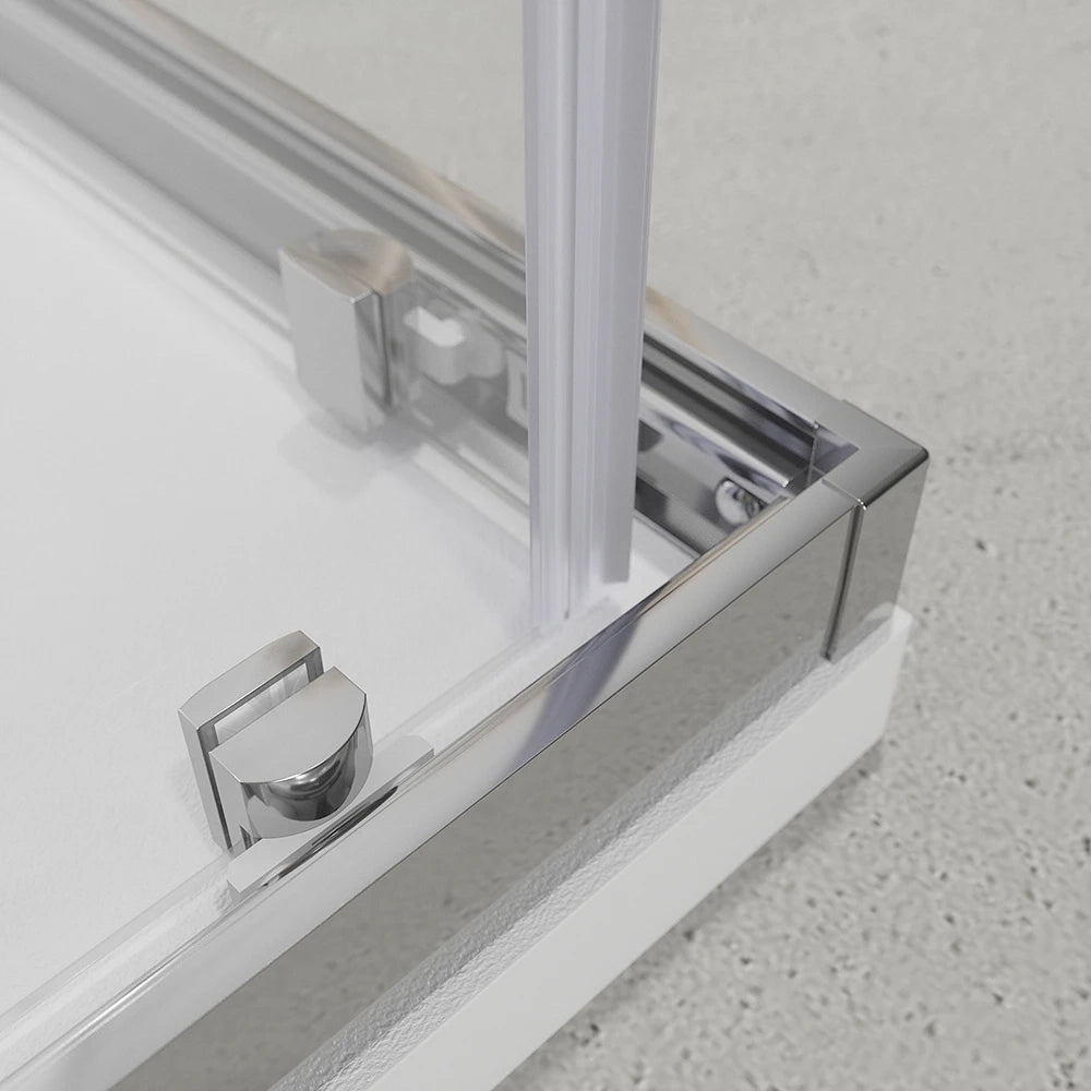 Box doccia cromato 3 lati 80x90x80 cm con doppio scorrevole h190 cm e vetro trasparente 6 mm | Tremiti