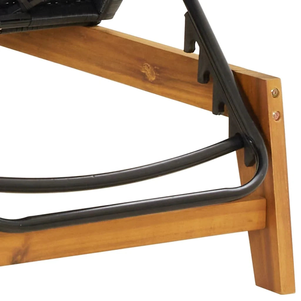 Lettino prendisole sedia a sdraio lettino prendisole letto da giardino mobili da esterno per patio con cuscino resina intrecciata/legno massello di acacia 02_0012532