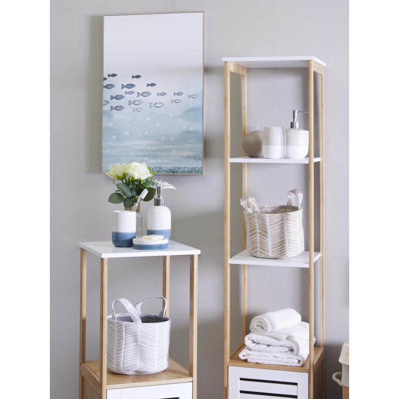 Set di 6 confezioni 3 Cesti Portatutto Tondi Con Manici Ximba Beige
