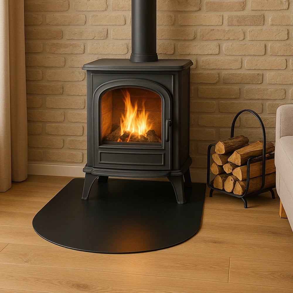 Pedana salva pavimento in lamiera stufa a pellet protezione cenere fuliggine *** misure 800 x 600 mm (tonda), confezi...
